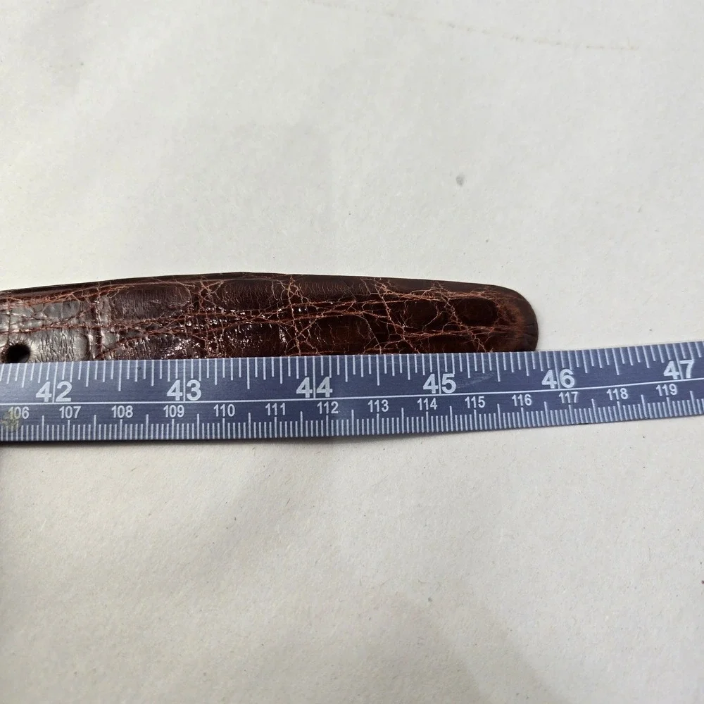 Martin Dingman Belt 40 Brown Caiman Crocodile Leather Handcrafted USA Dress 1467